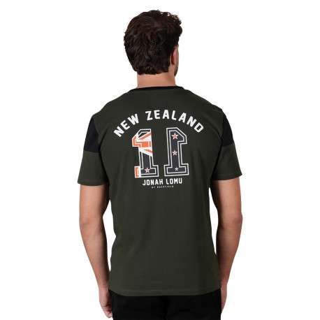 T-shirt en coton kaki à imprimé avec une coupe droite et un col rond - Image 2