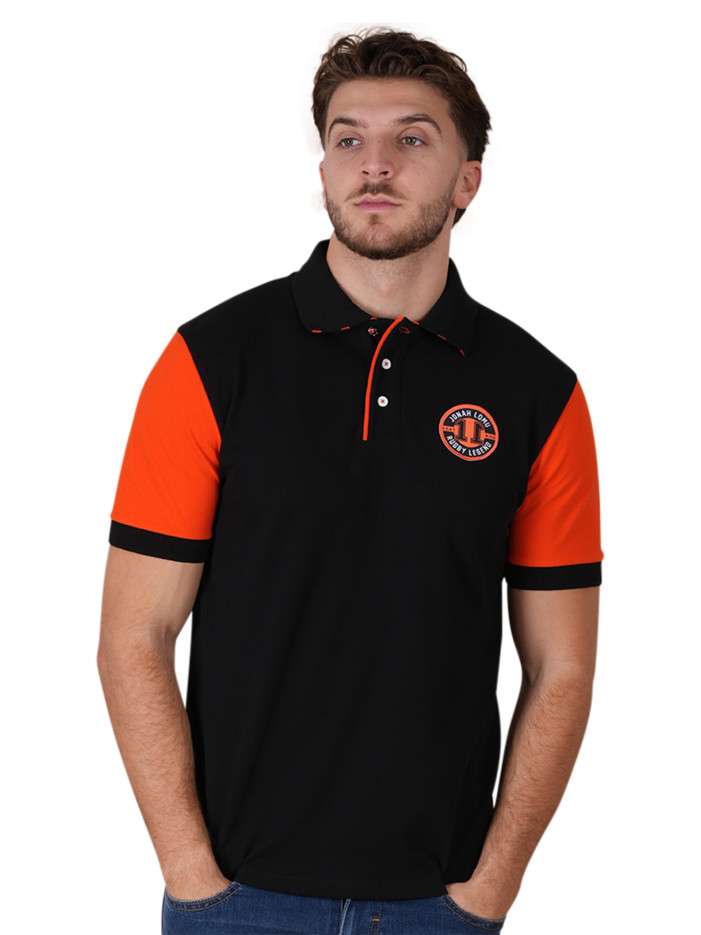 Polo en coton noir à...