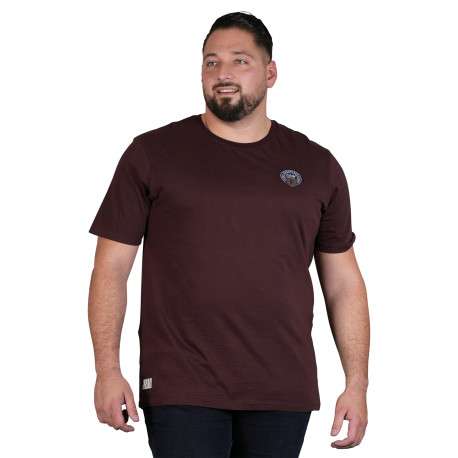 T-shirt en coton biologique bordeaux à imprimé avec une coupe droite