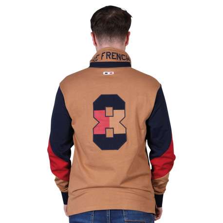 Polo en coton biologique camel à imprimé avec une coupe droite - Image 2