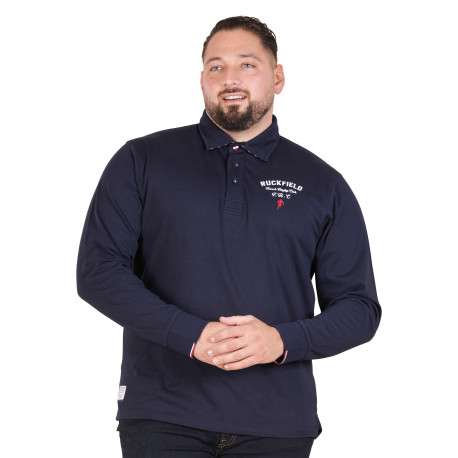 Polo en coton biologique marine à imprimé avec une coupe droite