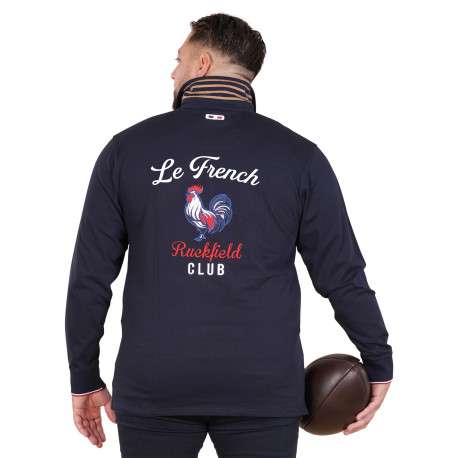 Polo en coton biologique marine à imprimé avec une coupe droite - Image 2