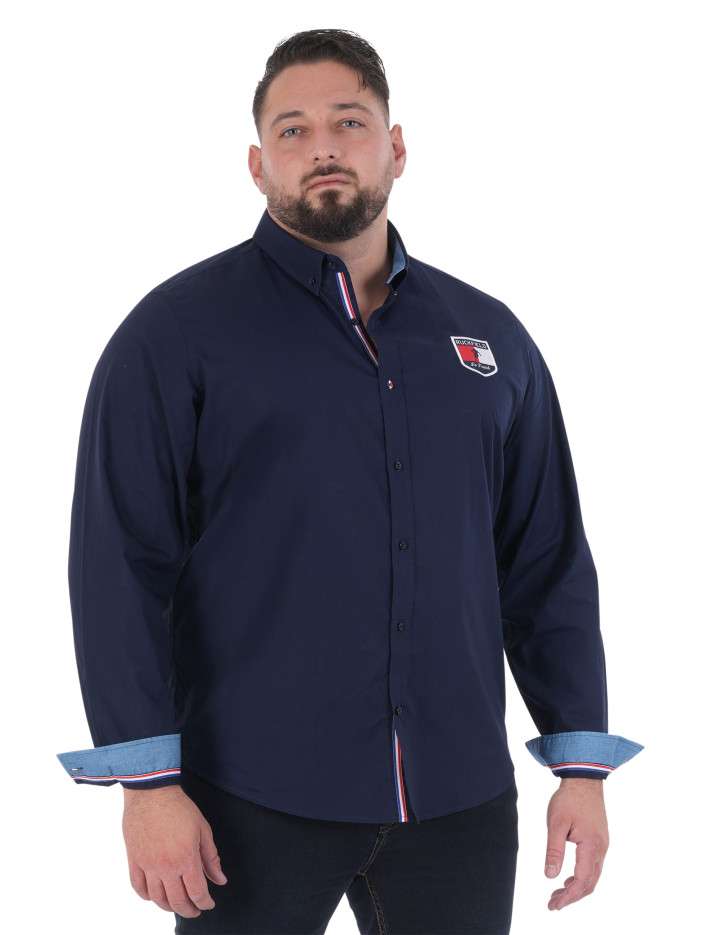 Chemise en coton marine à...