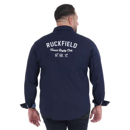 Chemise en coton marine à imprimé avec une coupe droite et un col boutonné - Image 2