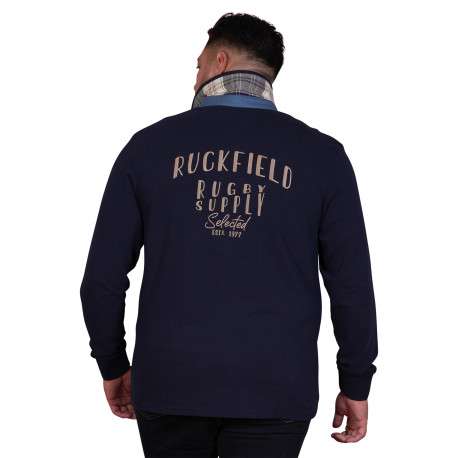 Polo en coton biologique bleu marine à imprimé avec une coupe droite - Image 2