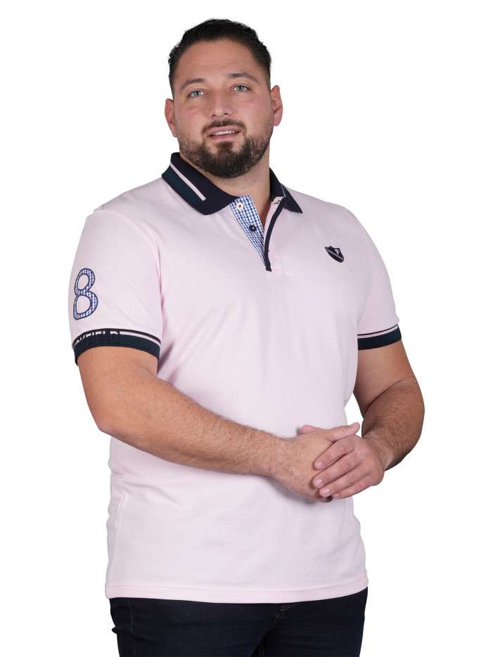 Polo en coton rose uni avec...