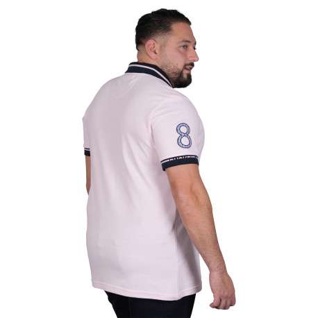 Polo en coton rose uni avec une coupe droite et un col à revers - Image 2