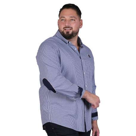 Chemise en coton marine vichy avec une coupe droite et un col boutonné