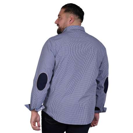 Chemise en coton marine vichy avec une coupe droite et un col boutonné - Image 2