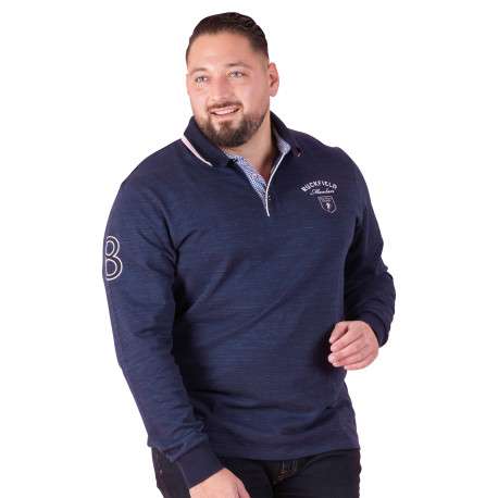 Polo indigo à imprimé avec une coupe droite et un col à revers avec boutons