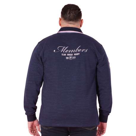 Polo indigo à imprimé avec une coupe droite et un col à revers avec boutons - Image 2