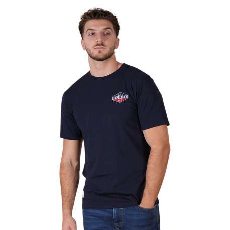 T-shirt en coton biologique marine à imprimé avec une coupe droite