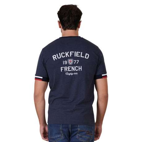 T-shirt en coton biologique indigo à imprimé avec une coupe droite - Image 2