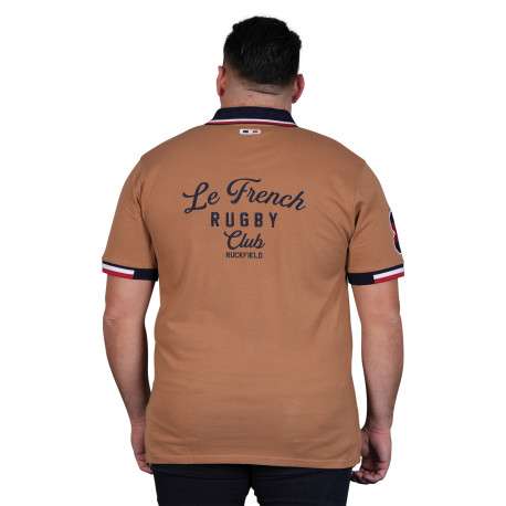 Polo en coton biologique camel à imprimé avec une coupe droite - Image 2