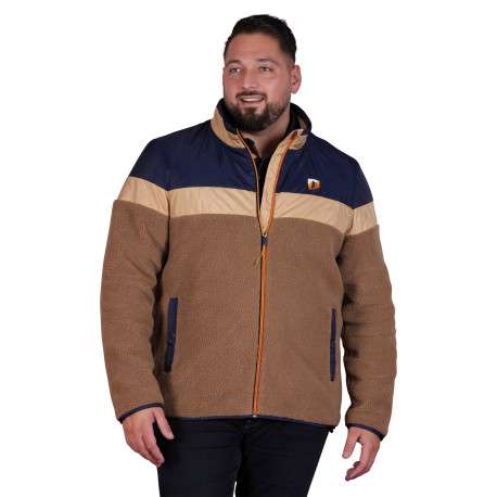 Blouson camel uni avec une coupe droite et un col montant zippé
