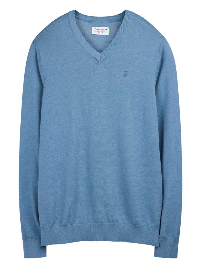 Pull bleu uni avec une...