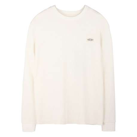 T-shirt blanc uni avec une coupe droite et des manches longues