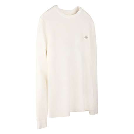 T-shirt blanc uni avec une coupe droite et des manches longues - Image 3