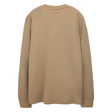 T-shirt beige uni avec une coupe droite et des manches longues - Image 2