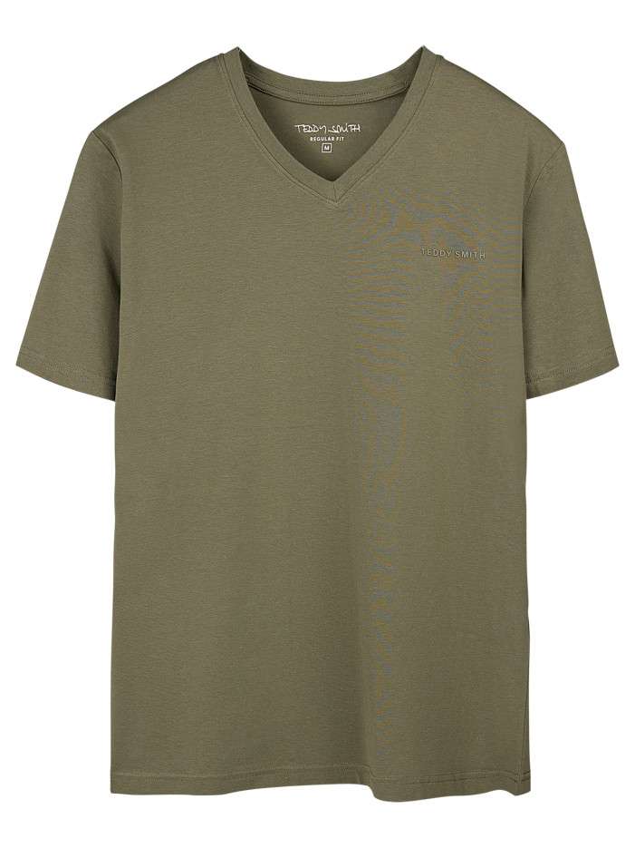 T-shirt kaki uni avec une...