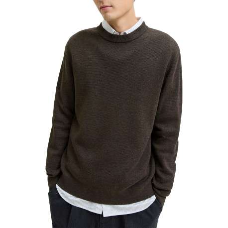 Pull en coton biologique chocolat uni avec une coupe droite - Image 4