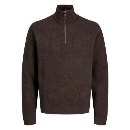 Pull en coton biologique chocolat uni avec une coupe droite