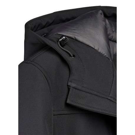 Blouson noir uni avec une coupe droite et un col à capuche - Image 5
