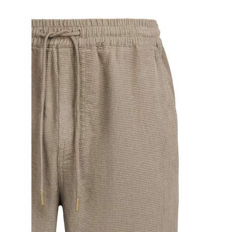 Pantalon chino kaki à carreaux avec une coupe droite et une taille élastiquée - Image 3