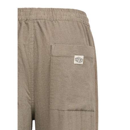 Pantalon chino kaki à carreaux avec une coupe droite et une taille élastiquée - Image 4