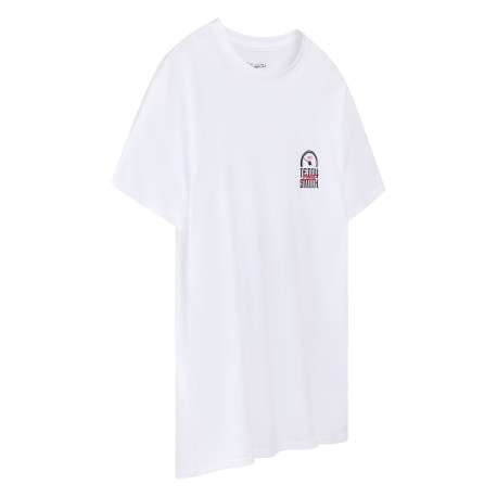 T-shirt blanc à imprimé avec une coupe droite et des manches courtes
