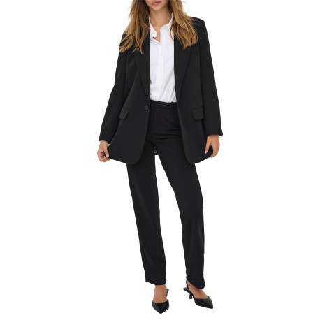 Blazer noir uni avec une coupe droite et des manches longues - Image 5