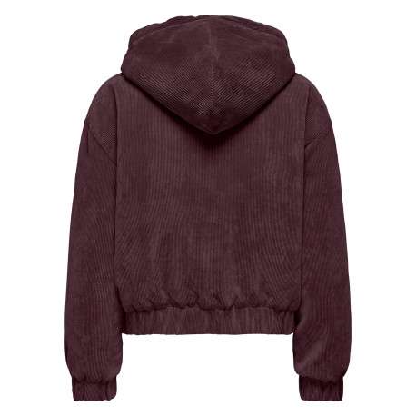 Blouson prune uni avec une coupe droite et un col à capuche - Image 2