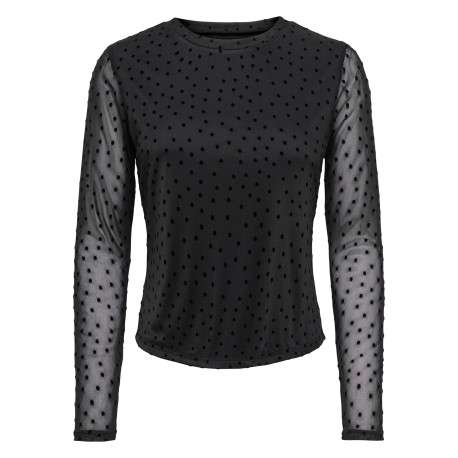 Top noir uni avec une coupe ajustée et des manches longues