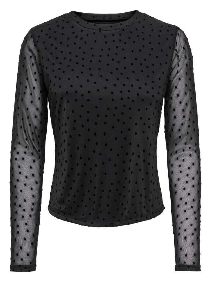 Top noir uni avec une coupe ajustée et des manches longues