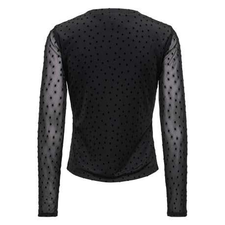 Top noir uni avec une coupe ajustée et des manches longues - Image 2