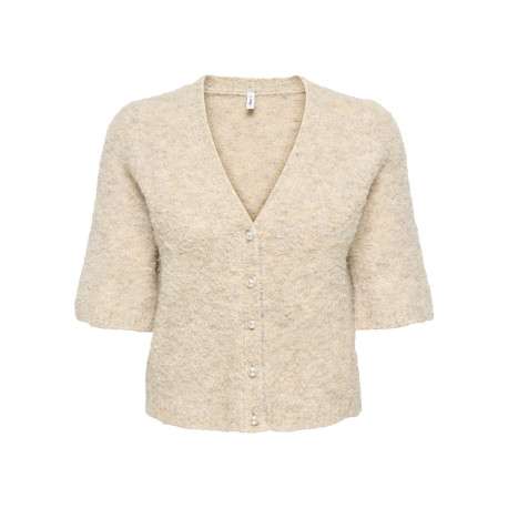 Gilet beige uni avec une coupe droite et des manches courtes