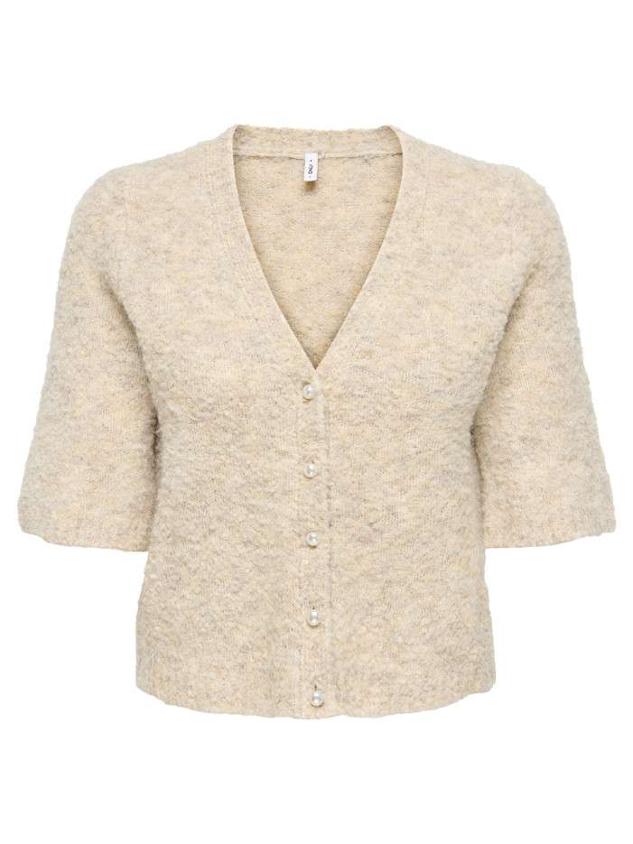 Gilet beige uni avec une coupe droite et des manches courtes