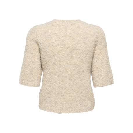 Gilet beige uni avec une coupe droite et des manches courtes - Image 2