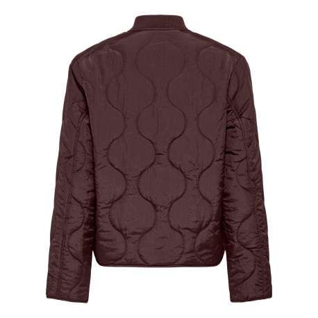 Blouson marron uni avec une coupe droite et un col montant - Image 2