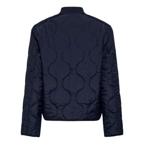 Blouson marine uni avec une coupe droite et un col montant - Image 2