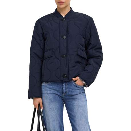 Blouson marine uni avec une coupe droite et un col montant - Image 3