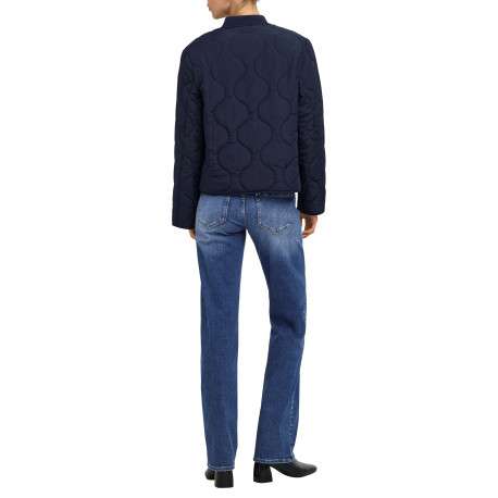 Blouson marine uni avec une coupe droite et un col montant - Image 4