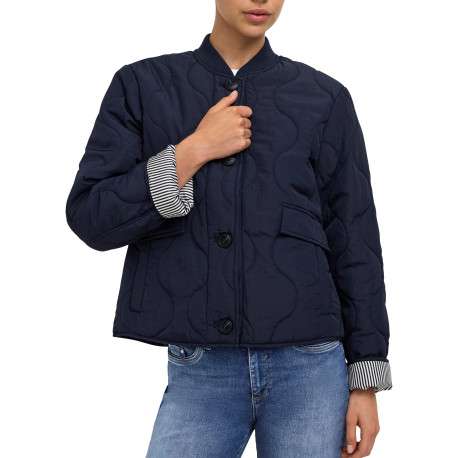 Blouson marine uni avec une coupe droite et un col montant - Image 5