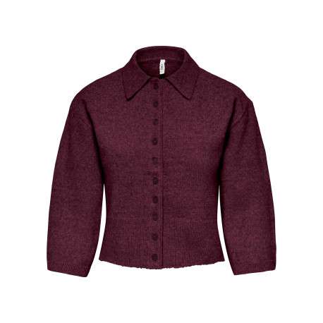 Gilet bordeaux uni avec une coupe ajustée et des manches longues