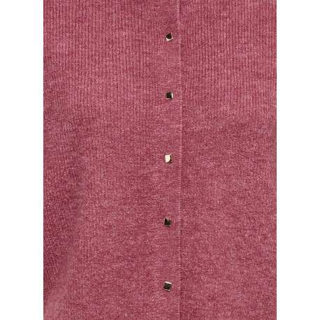 Gilet rose uni avec une coupe droite et un col rond muni de boutons - Image 3