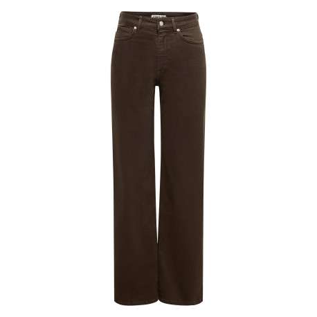 Pantalon en coton biologique marron uni avec une coupe bootcut