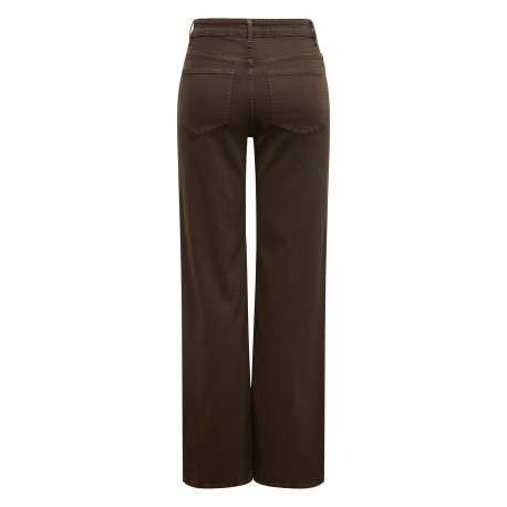 Pantalon en coton biologique marron uni avec une coupe bootcut - Image 2