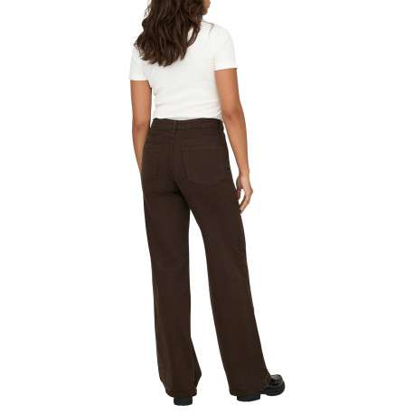 Pantalon en coton biologique marron uni avec une coupe bootcut - Image 4