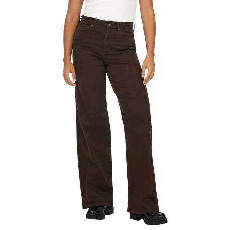 Pantalon en coton biologique marron uni avec une coupe bootcut - Image 5
