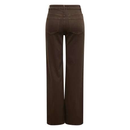 Pantalon en coton biologique marron uni avec une coupe bootcut - Image 2